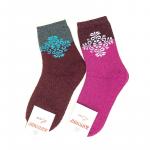 Шкарпетки жіночі високі на махрі, бордові 600777-039