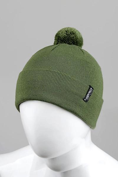 Шапка с бубончиком унисекс, хаки 041110-022