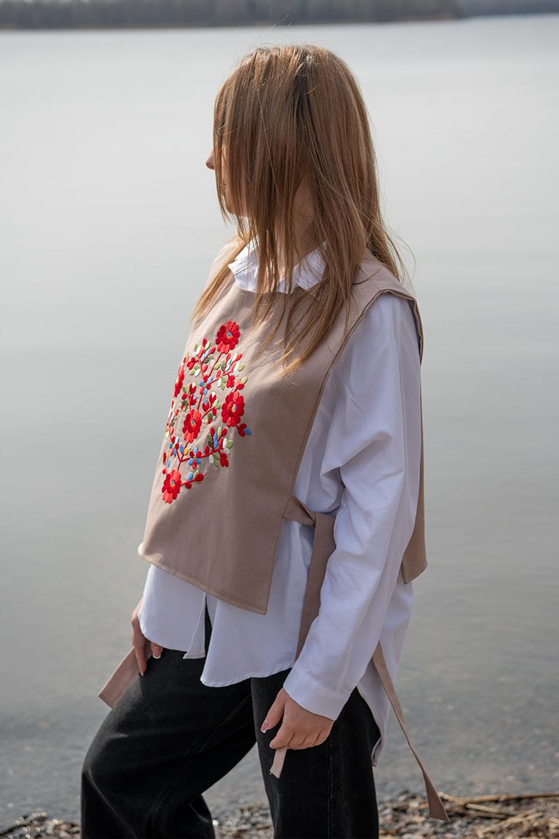 Вишита жилетка, бежева 400670193-045