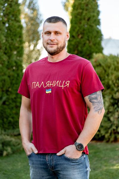 Футболка с вышивкой Паляниця, бордовая 480805111-404