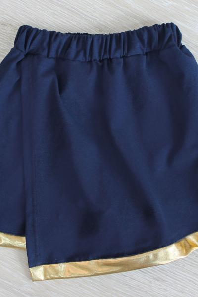 Юбка-шорты, синяя с золотом 030340111-212