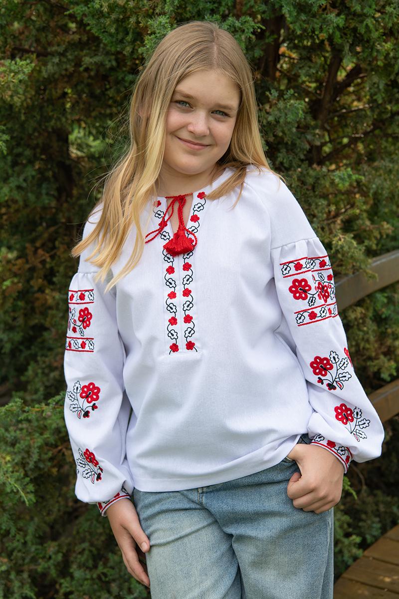 Вишиванка для дівчаток, біла 010426193-001