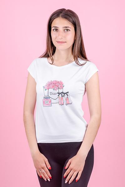Блуза жіноча з шовкографією, біла 300605111-001