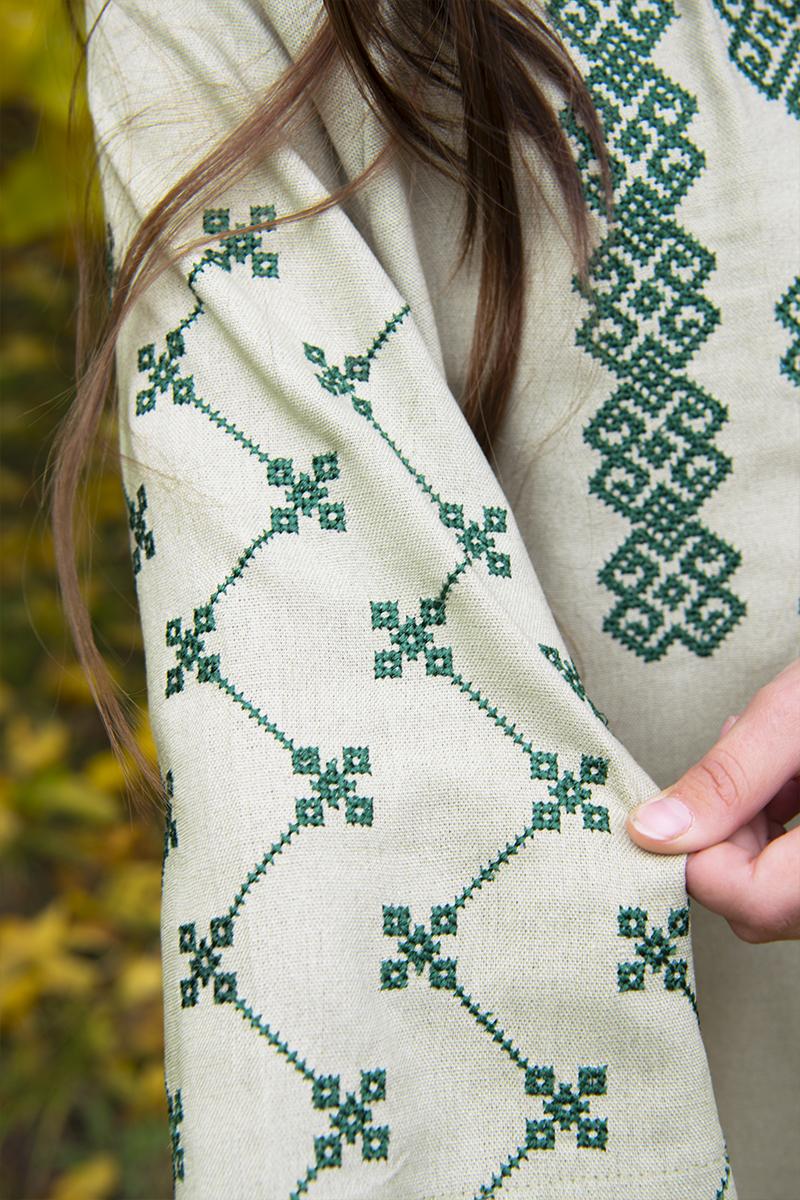 Вышиванка для девочек, оливковая 010436193-125