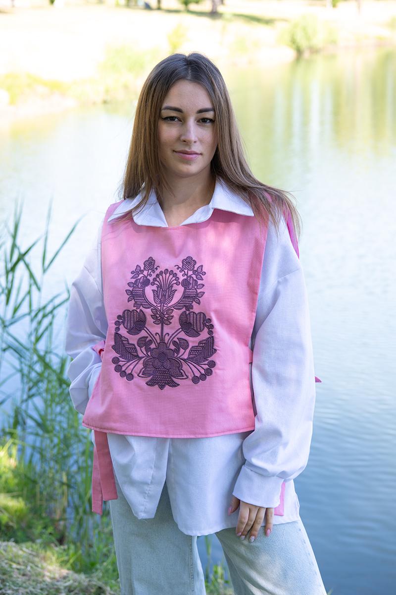 Вишита жилетка, рожева 400673193-005