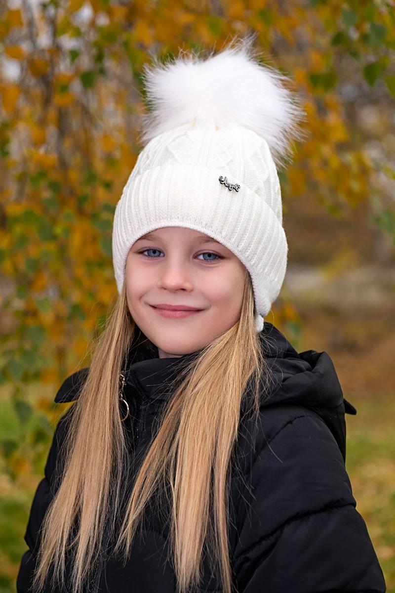 Зимова шапка для дівчинки, молочна 047054650-035