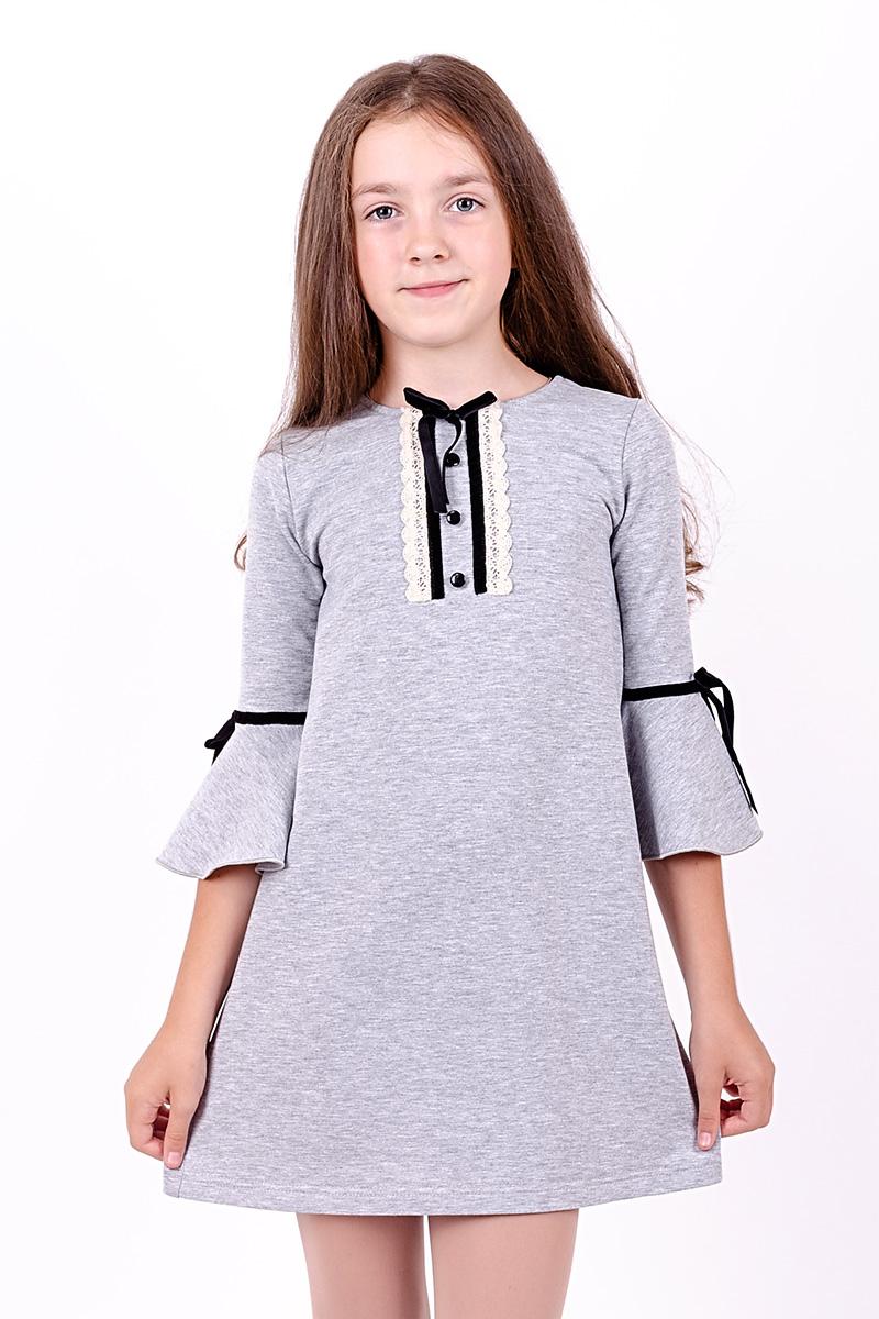 Сукня для дівчаток шкільна, сірий меланж 180660170-027