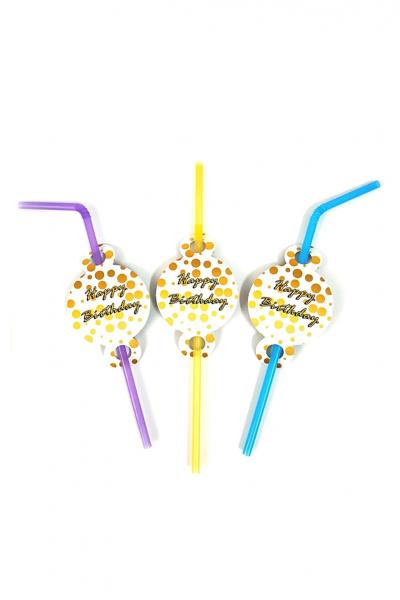 Трубочка коктейльная, Happy Birthdаy 9502