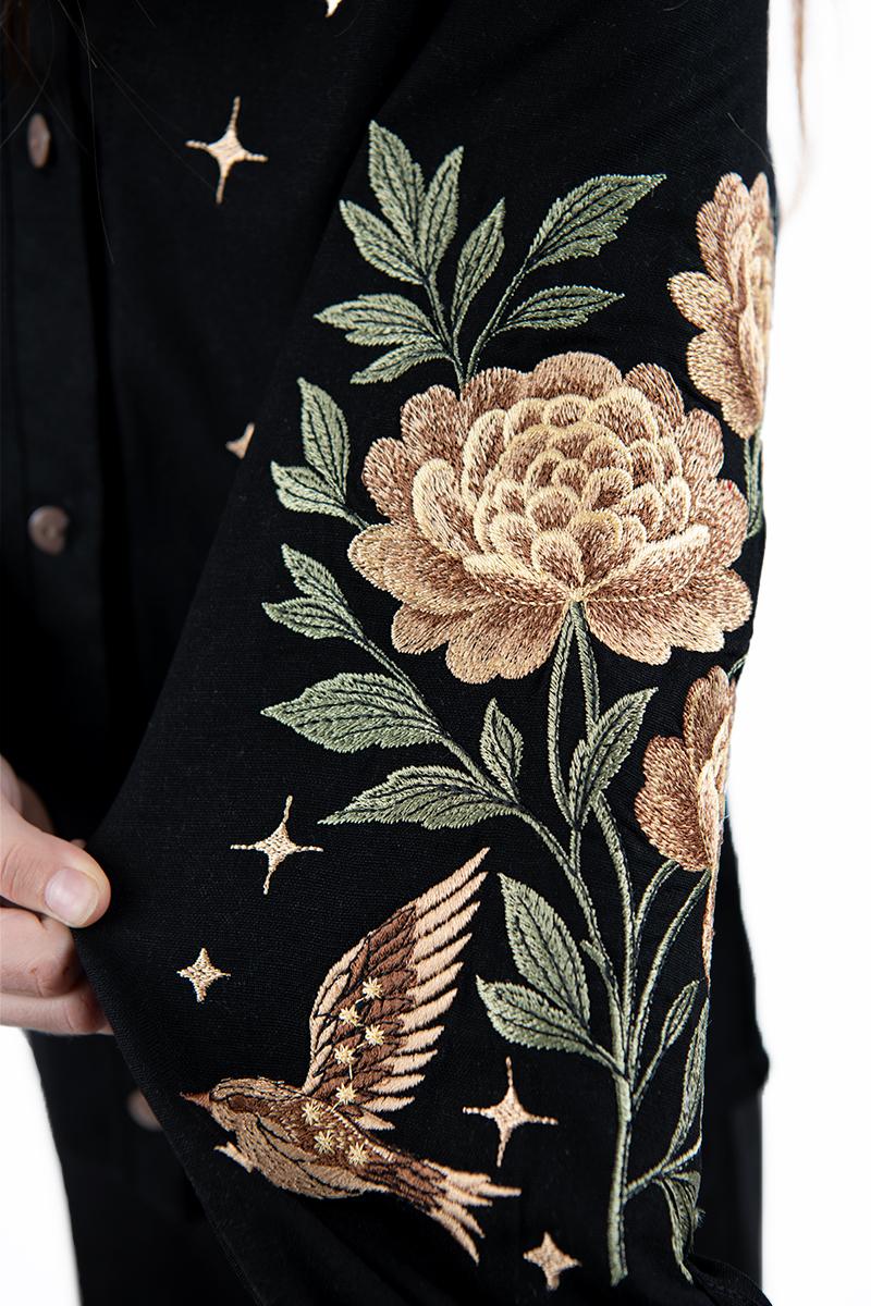 Вышиванка для девочек, черная 010441193-002