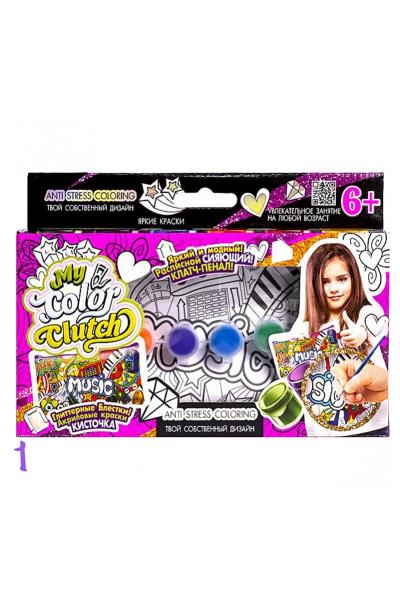 Сумка-раскраска MY COLOR CLUTCH с красками, MUSIC, 858921800-001