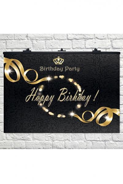 Плакат Happy Birthdаy, золото с черным 950713