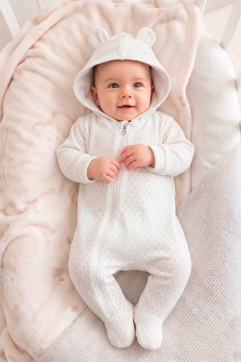 Комбінезон з вушками для малюків, молочний 060307011-035
