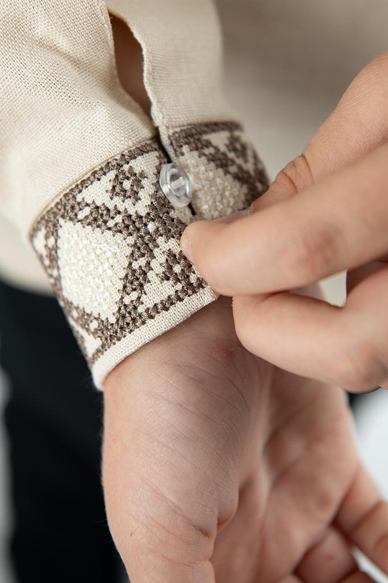 Вишиванка для хлопчиків, світло-бежева 210520193-045