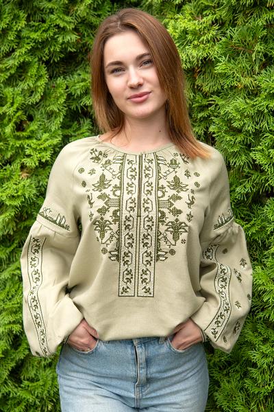 Вишиванка жіноча, оливкова 301056193-125
