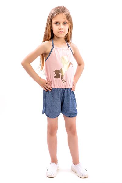 Комбінезон літній на дівчинку, рожевий 222006111-005