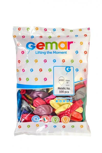 Шарики надувные 28 см, металлик 11821