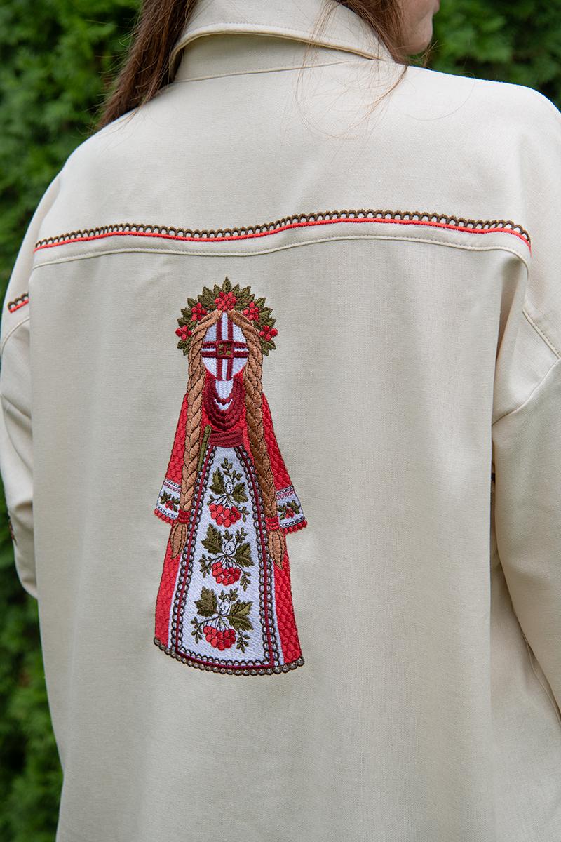Жіноча сорочка з вишивкою, світло-бежева 301078193-045