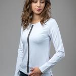 Блуза жіноча зі смугою, біла 300620111-001