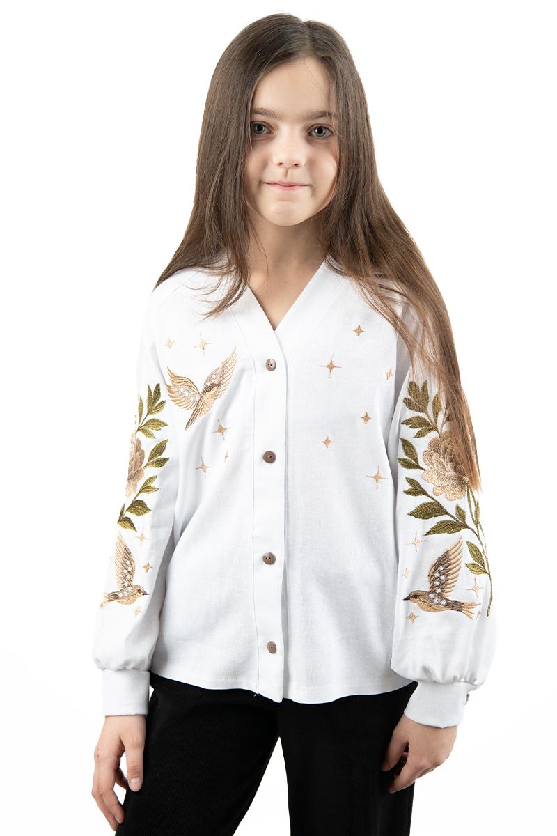 Вышиванка для девочек, белая 010441193-001