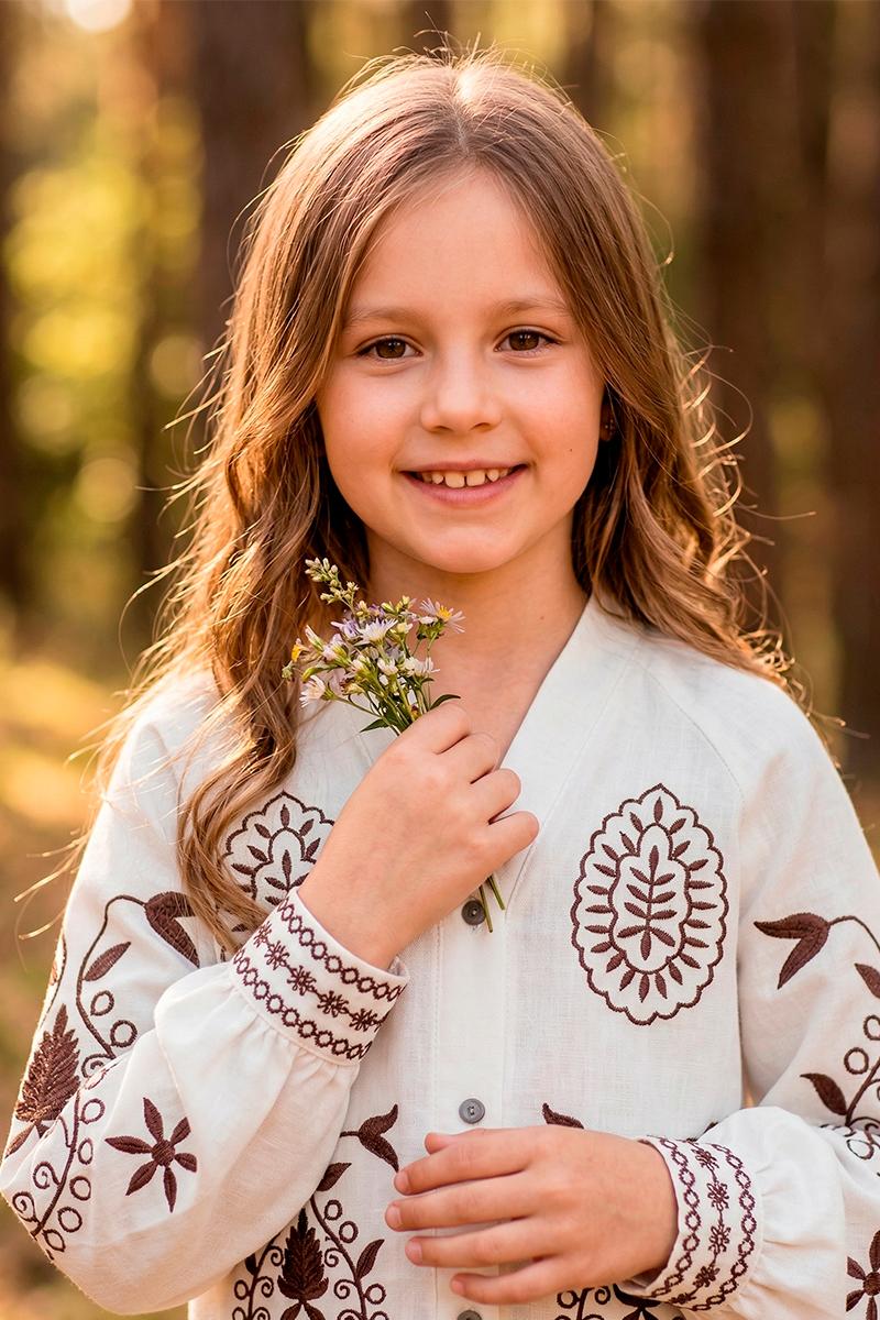 Вышиванка для девочек, молочная 010445193-035