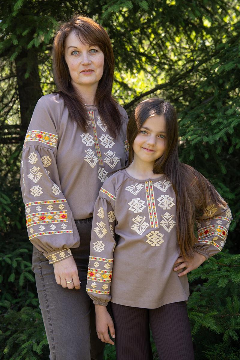 Вышиванка женская, кофейная 301073193-112
