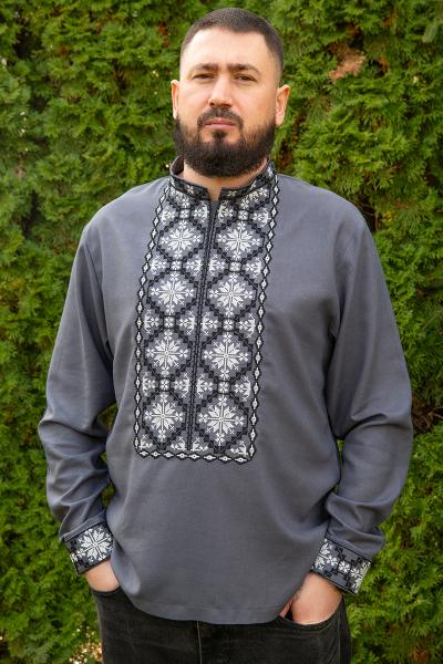 Вишиванка чоловіча, темно-сіра 470146193-044