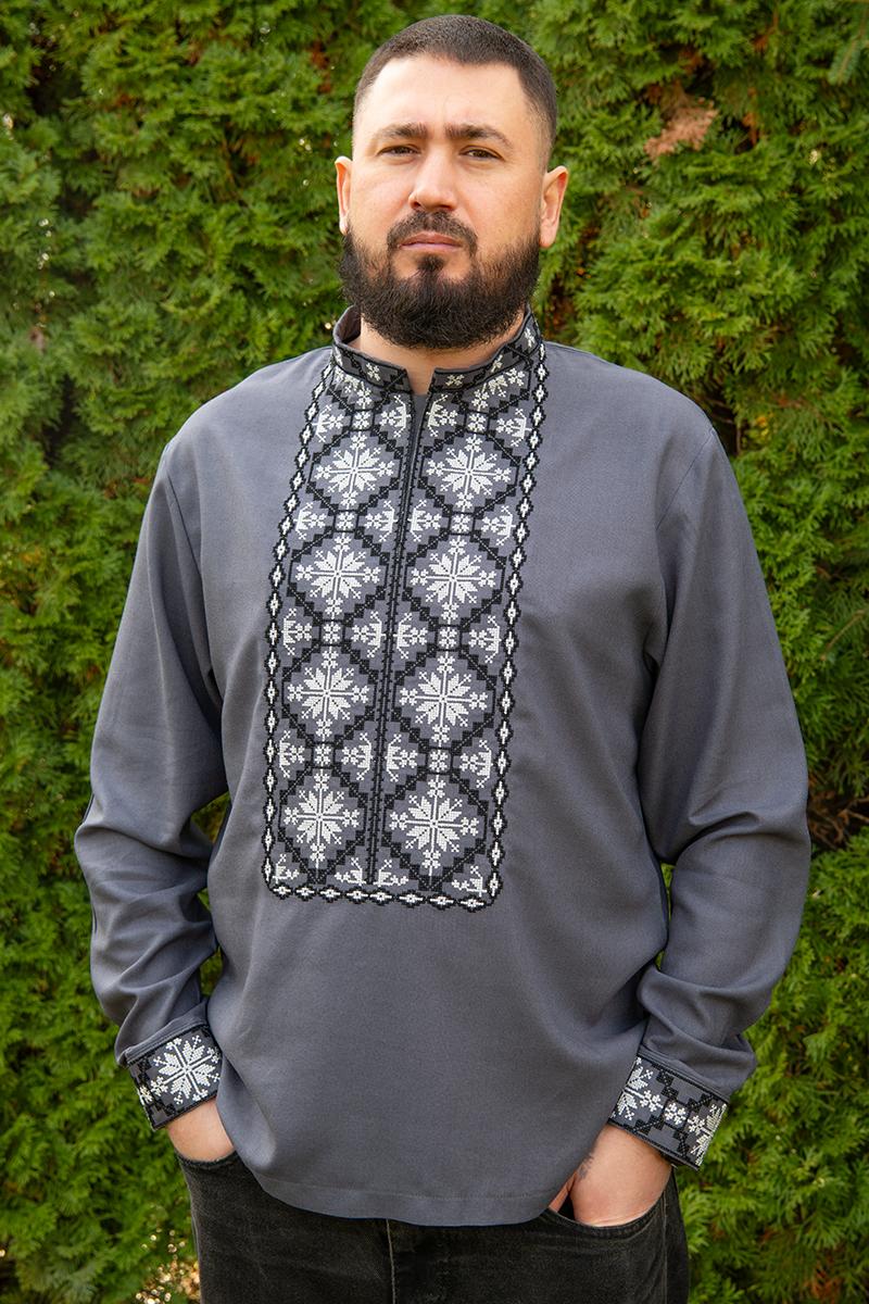 Вышиванка мужская, темно-серая 470146193-044