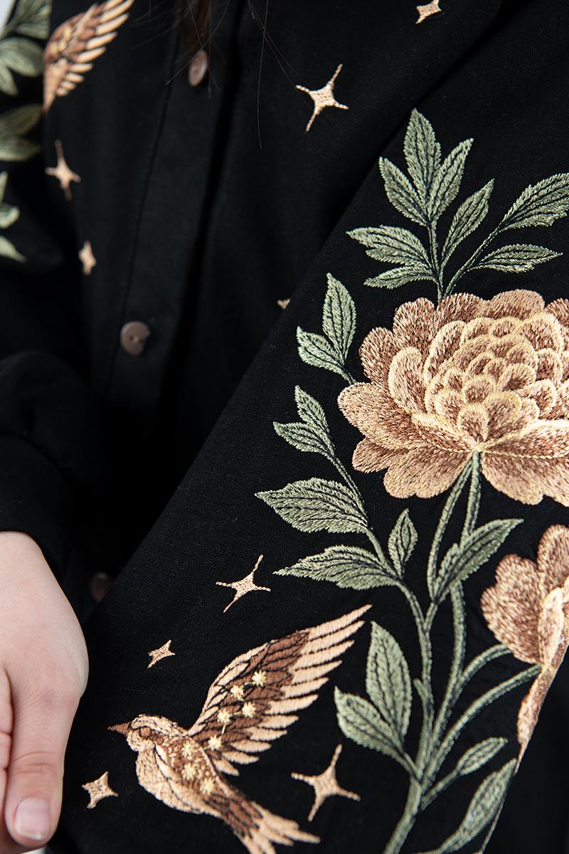 Вышиванка для девочек, черная 010441193-002