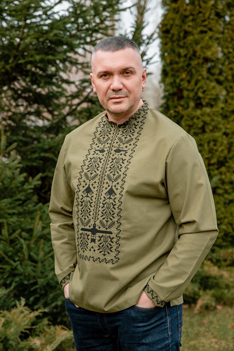 Вышиванка мужская, хаки 470106193-022