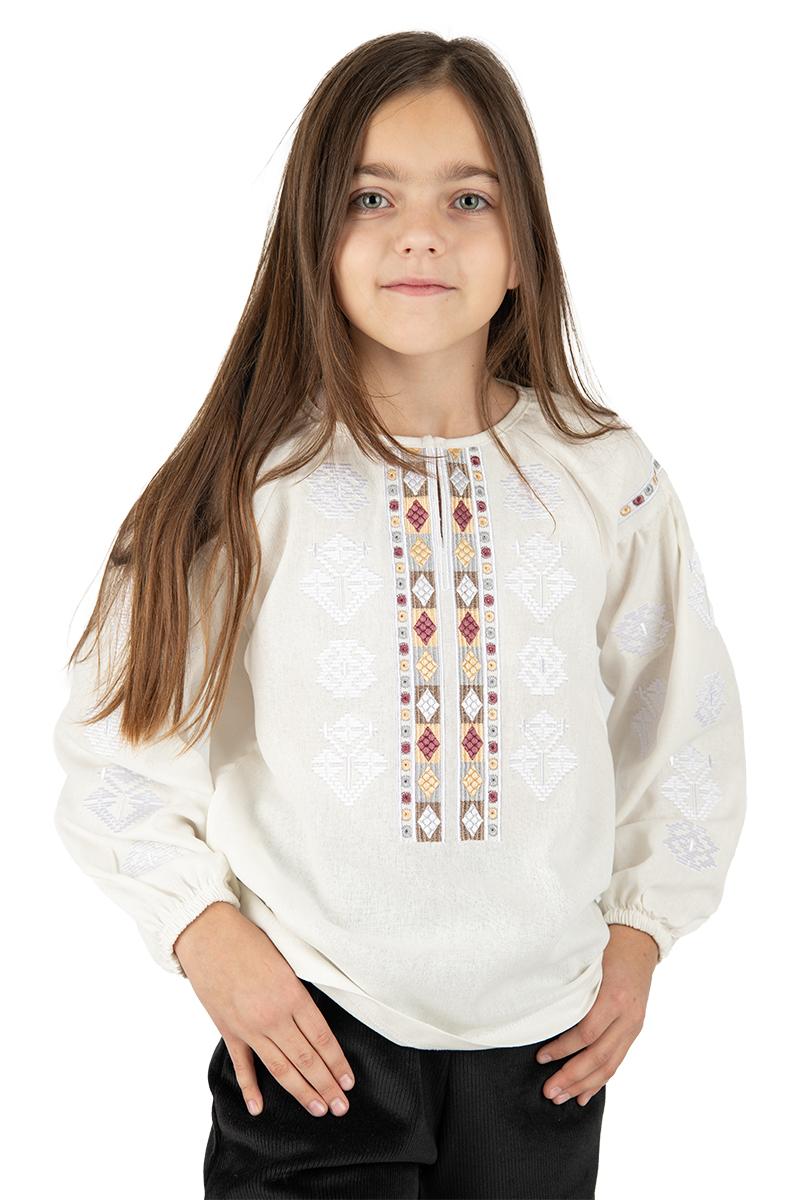 Вышиванка для девочек, молочная 010433193-035