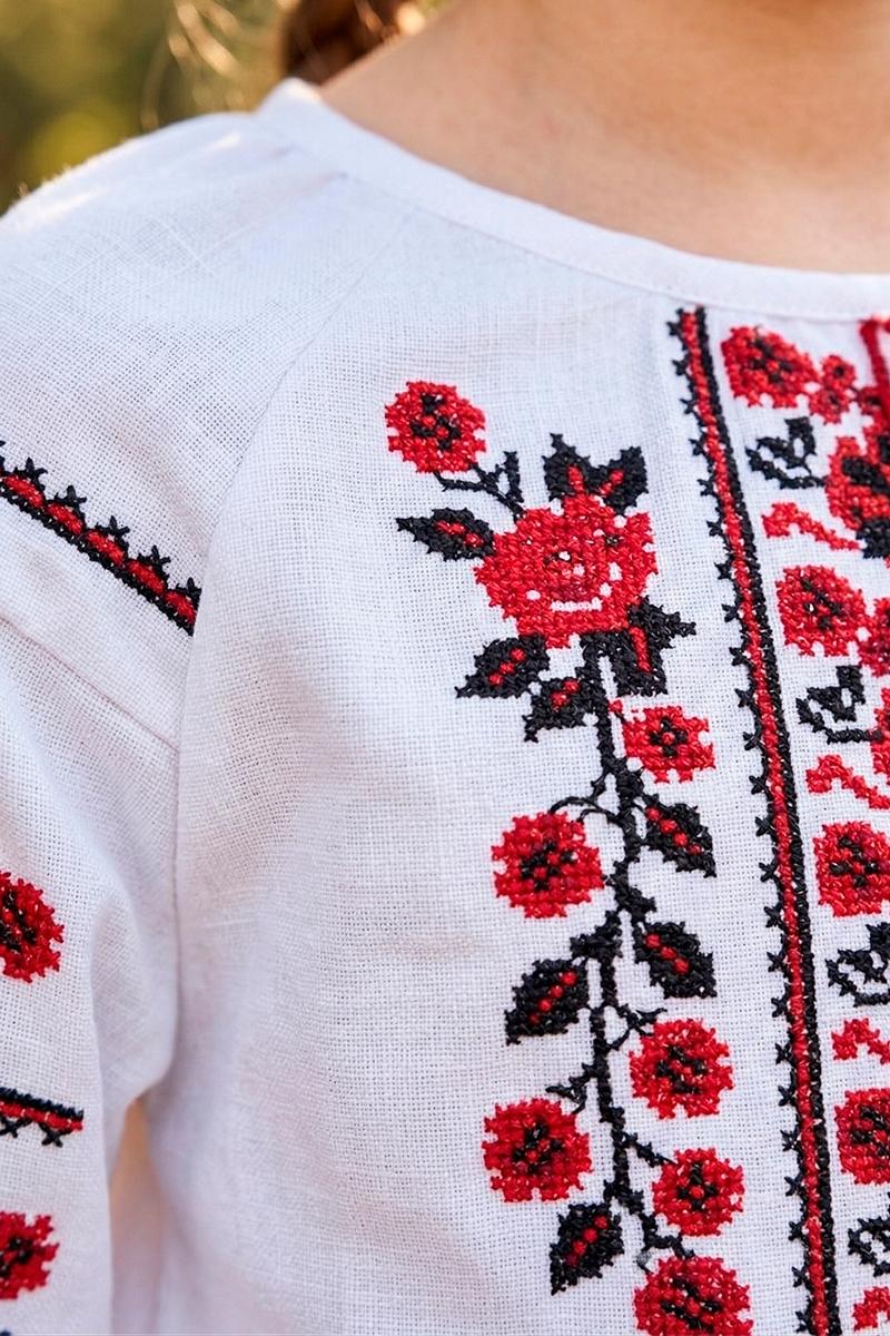 Вышиванка для девочек, белая 010446193-001