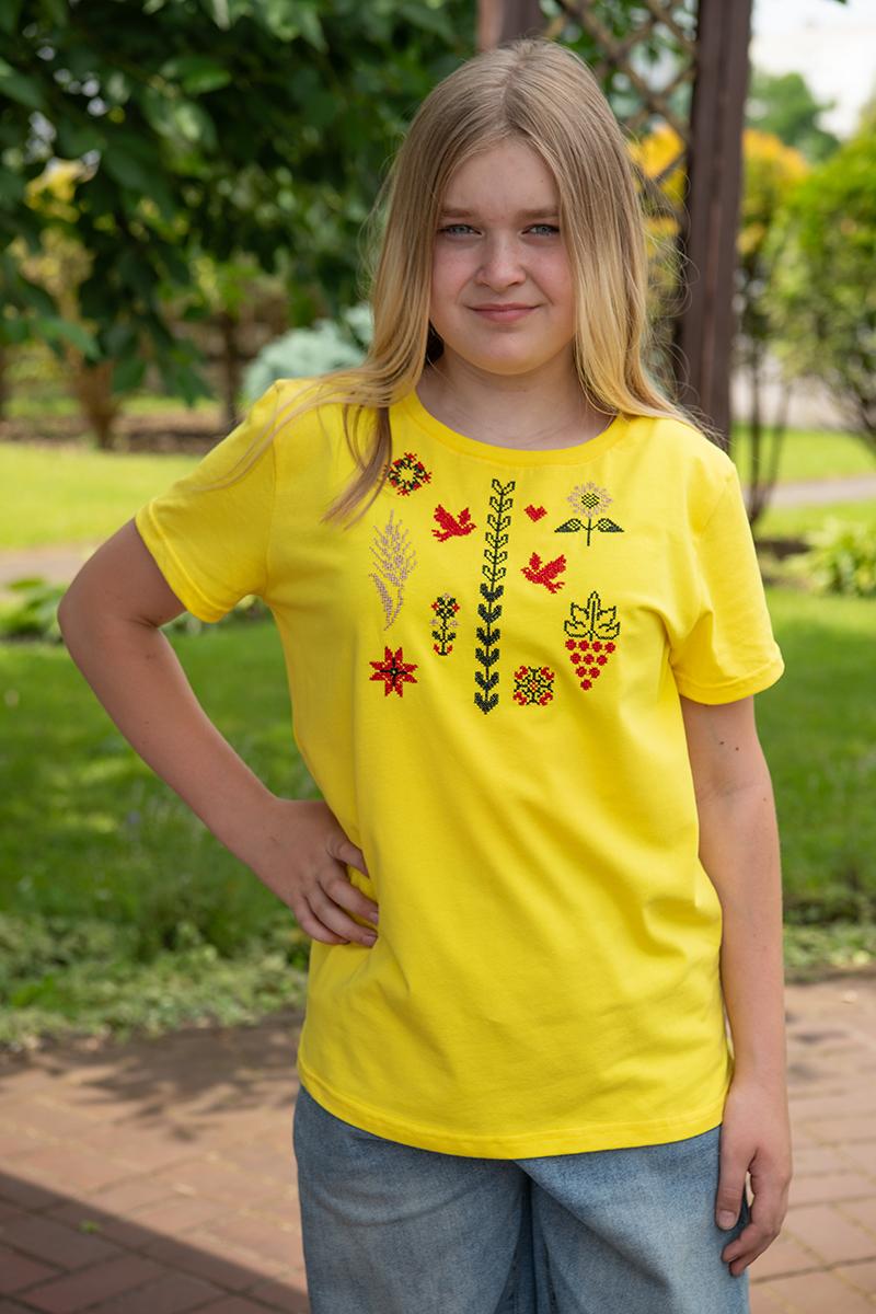 Футболка для девочки, желтая 260325111-012