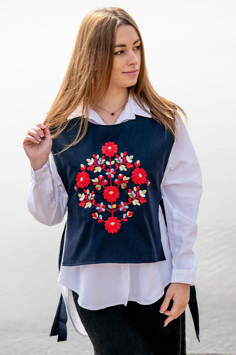 Вишита жилетка, темно-синя 400670193-040