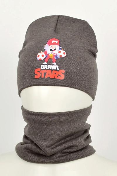 Шапка и хомут BRAWL STARS, темно-серый 041019-044