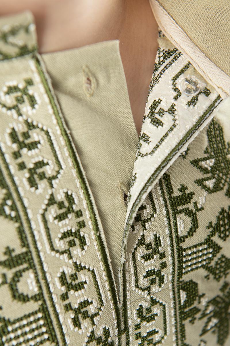 Вышиванка для мальчиков, оливковая 210521193-125