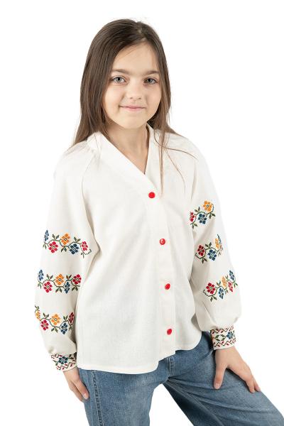 Вишиванка для дівчаток, молочна 010442193-035