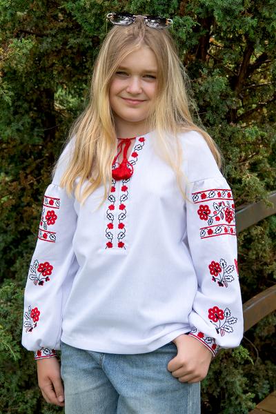 Вишиванка для дівчаток, біла 010426193-001