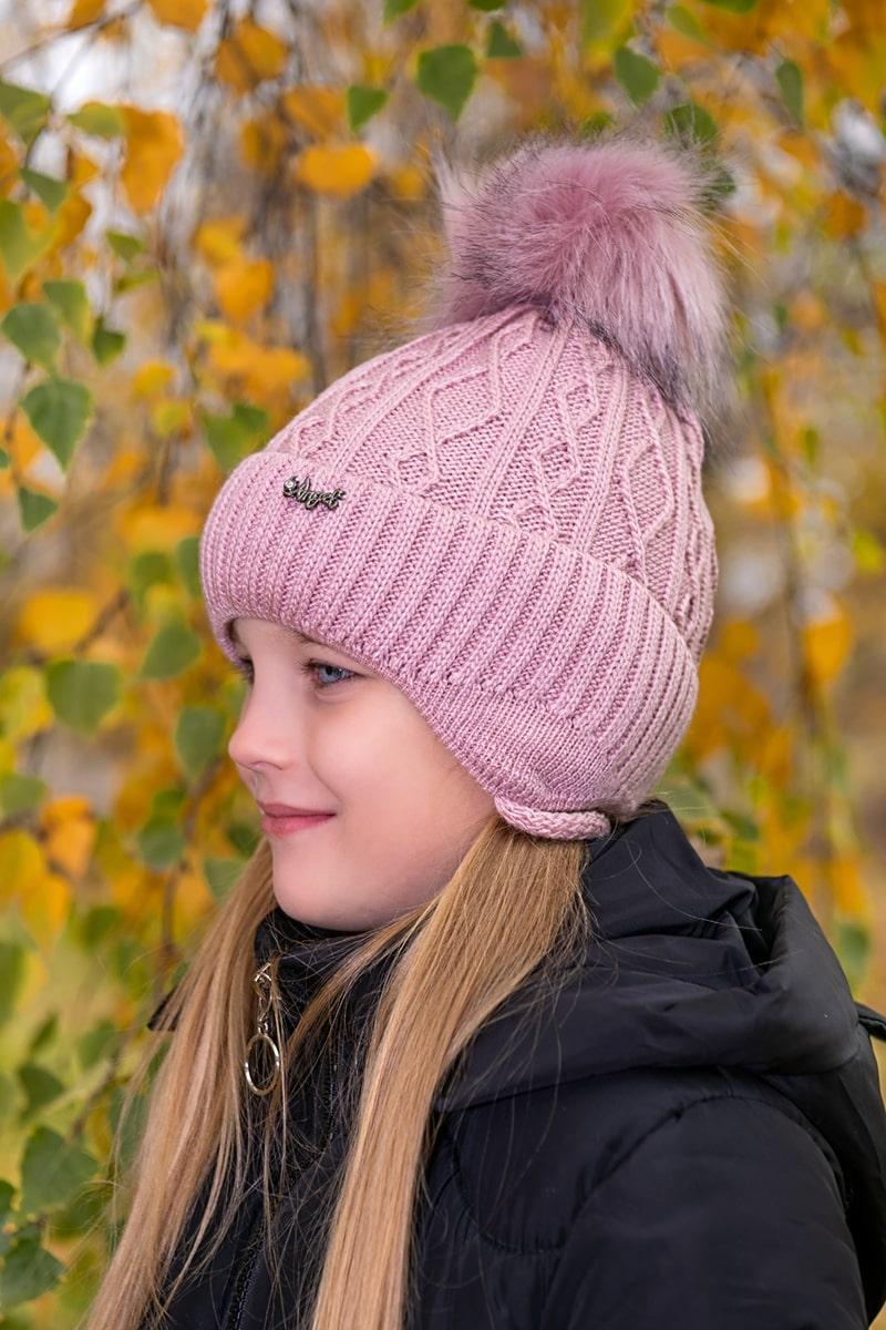 Зимняя шапка для девочки, пудровая 047054650-009