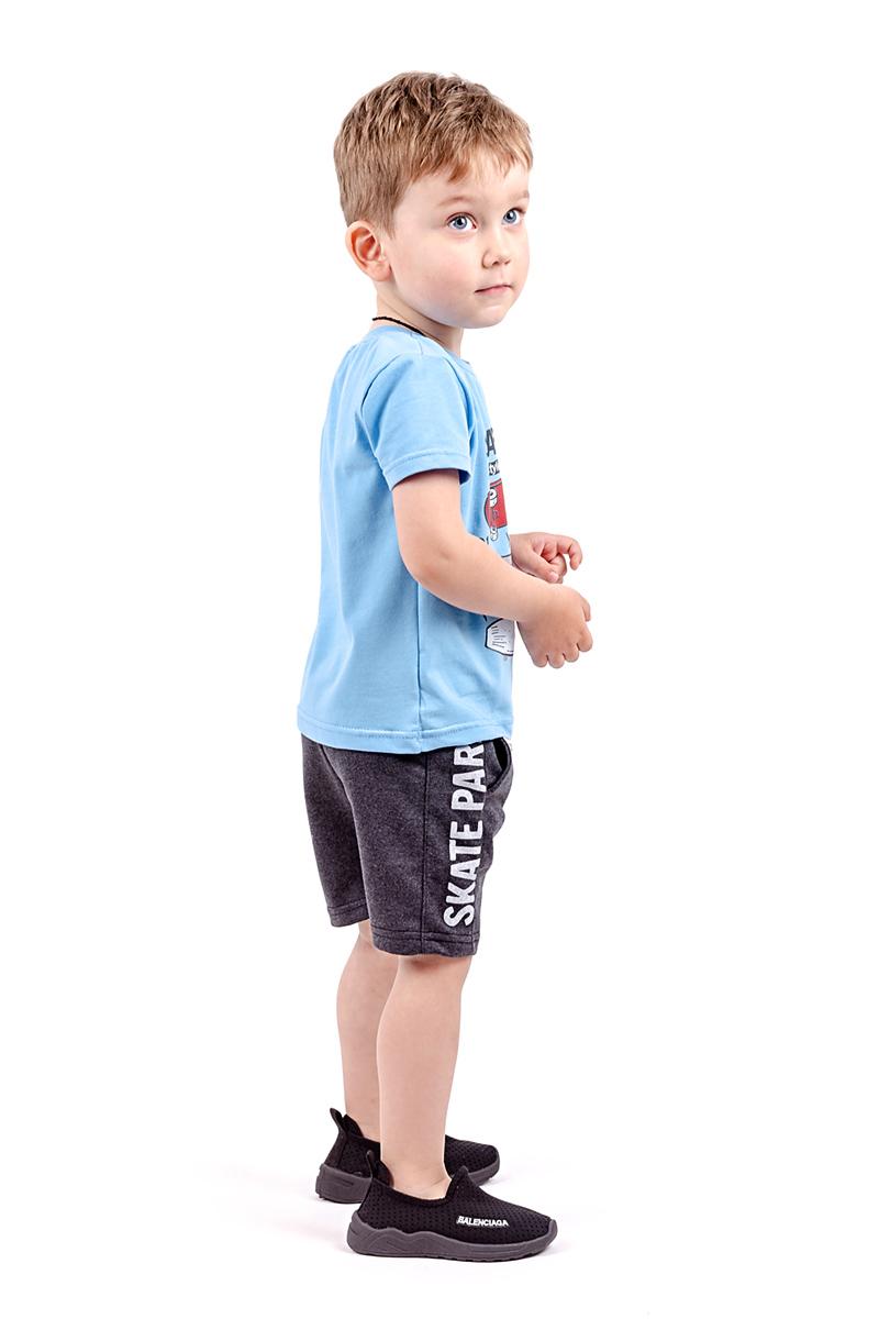 Комплект дитячий футболка і шорти, блакитний з антрацитом 080765111-026