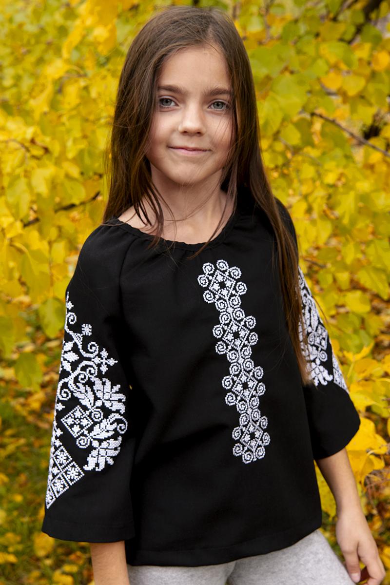 Вишиванка для дівчаток, чорна 010434193-002