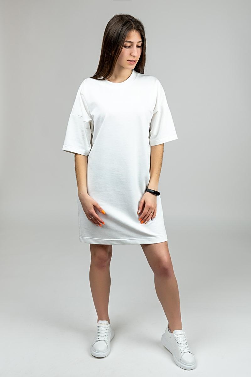 Платье-футболка женское, молочное 390819170-035