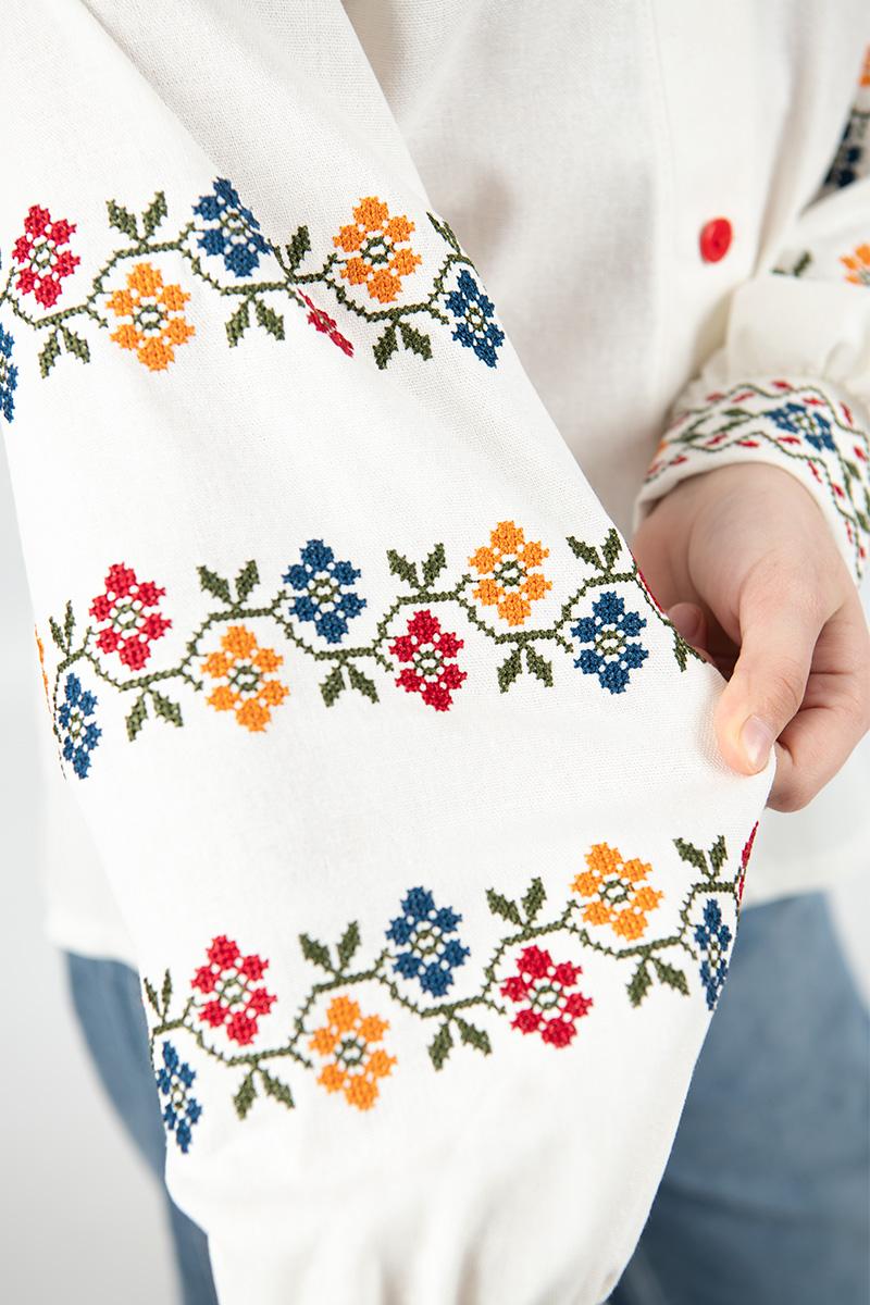 Вышиванка для девочек, молочная 010442193-035