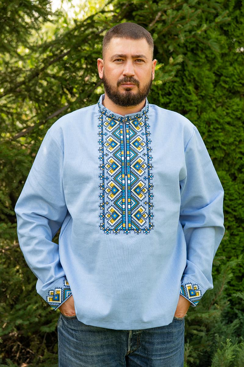 Вишиванка чоловіча, блакитна 470142193-016