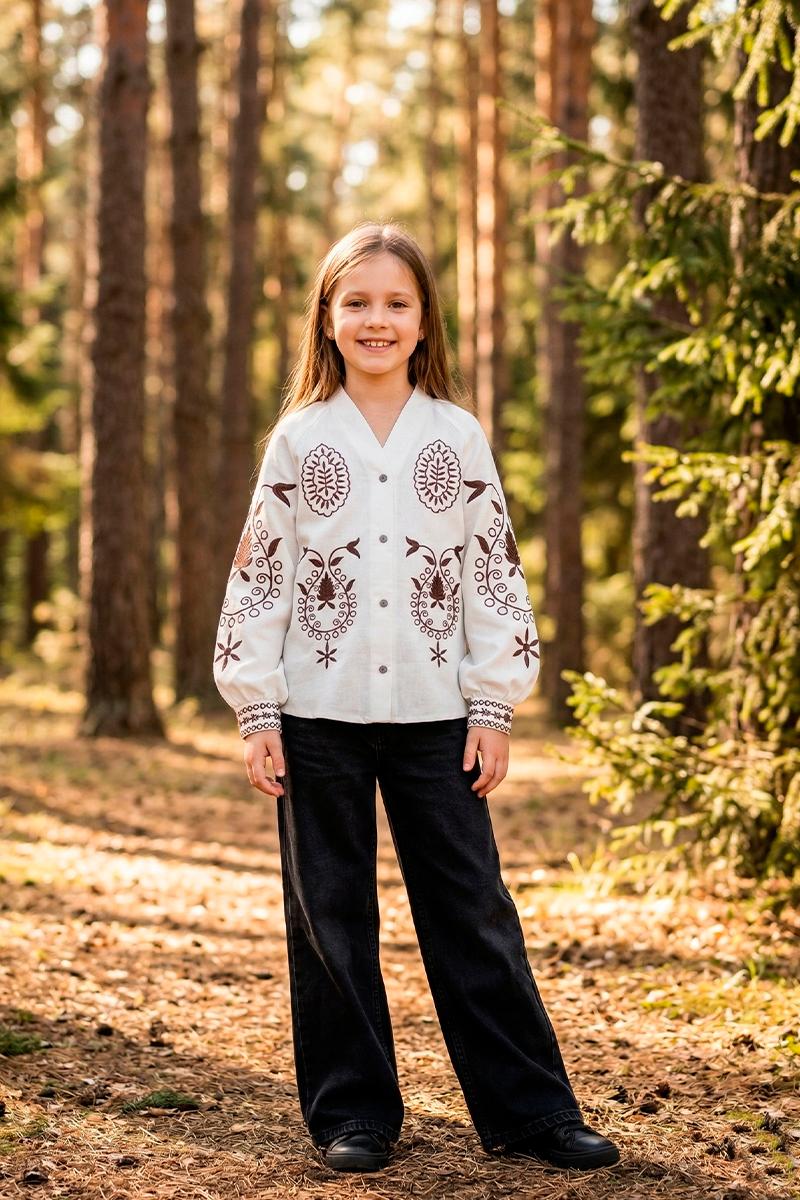 Вышиванка для девочек, молочная 010445193-035