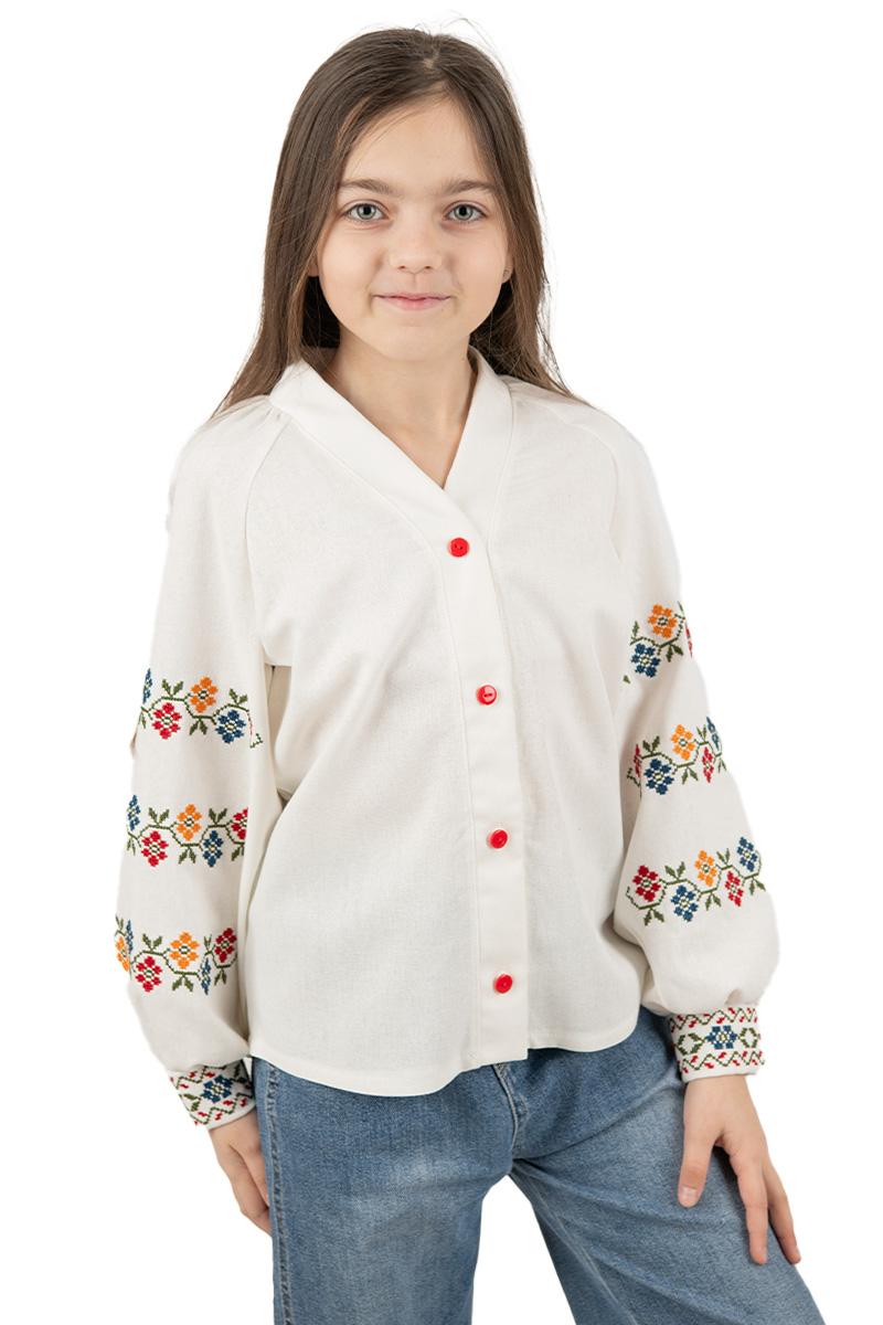 Вышиванка для девочек, молочная 010442193-035