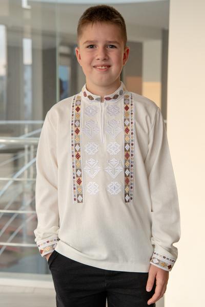 Вишиванка для хлопчиків, молочна 210525193-035