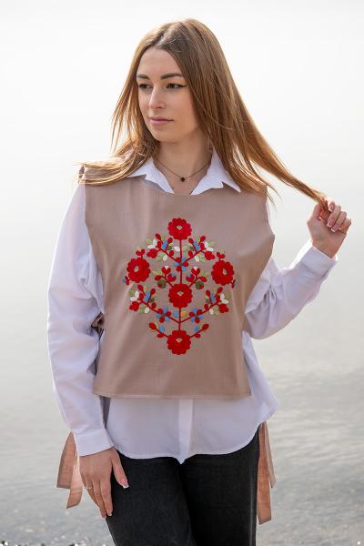 Вишита жилетка, бежева 400670193-045