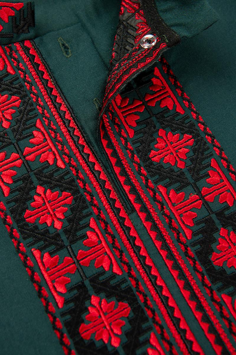 Вышиванка для мальчиков, изумрудная 210524193-047