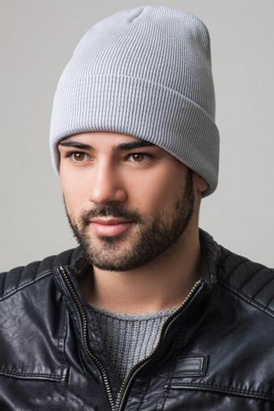 Шапка мужская зимняя, светло-серая 043100100-024