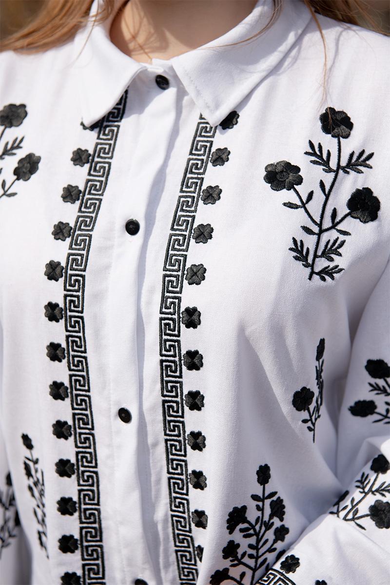 Женская рубашка с вышивкой, белая 301069193-001